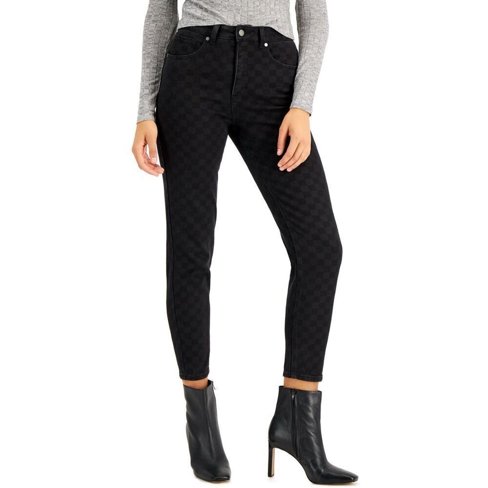 Tinseltown Dana Checkered High-Rise Jeans - Vintage Black Size 9